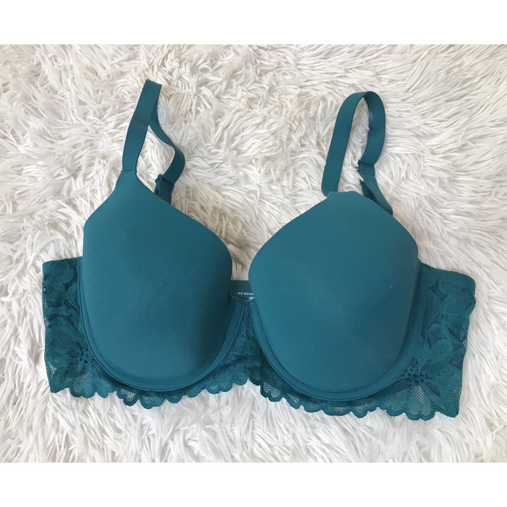 No Boundaries T-Shirt Bra Women's Size 38D Teal Green Lightly Lined Underwire
